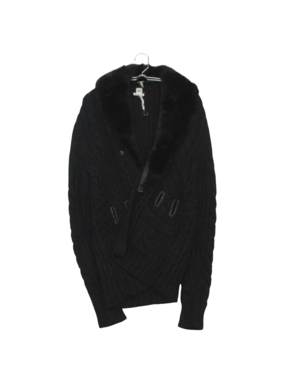 Hermes Tailored Jacket Mink Cashmere Alpaca Cable Knit Black